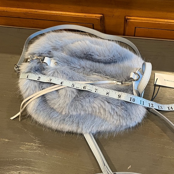 NWT Rebecca Minkoff Faux Fur Convertible Mini Julian Backpack - Powder Blue - Picture 12 of 12